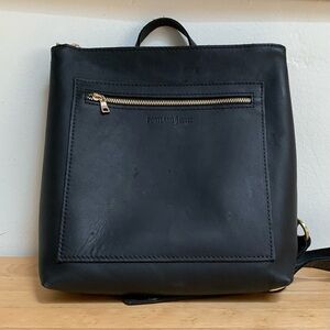 Portland Leather Tote Backpack in Black